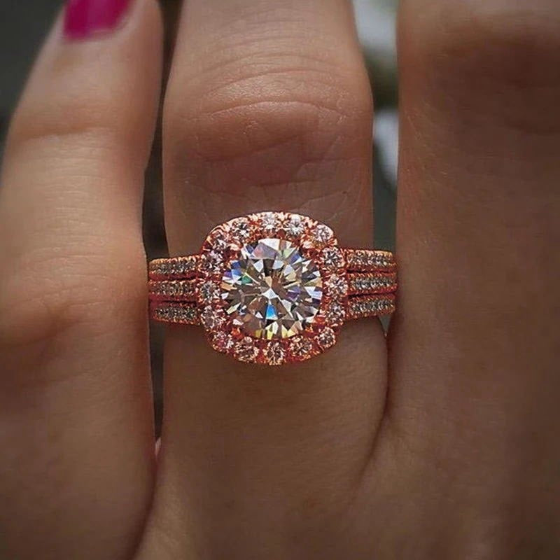 Triple-Band Halo Statement Ring