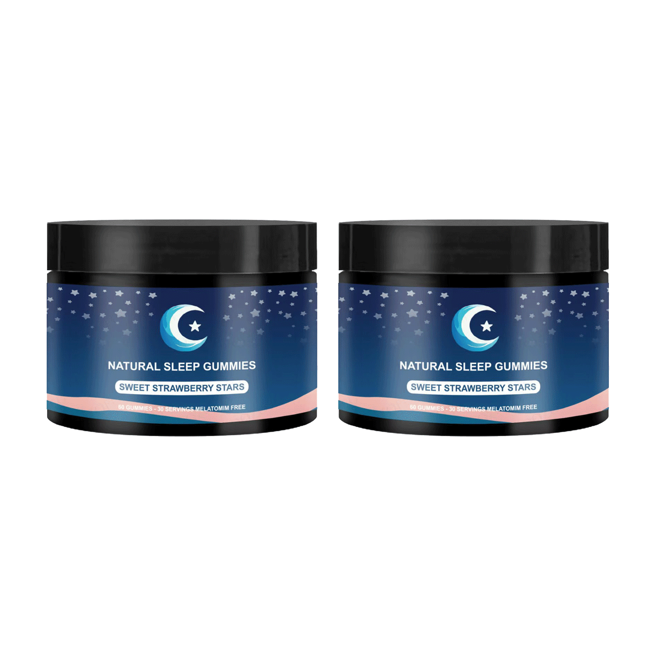 LullaBites Natural Sleep Gummies - 30 Servings -Sweet Strawberry Stars (Melatonin Free)