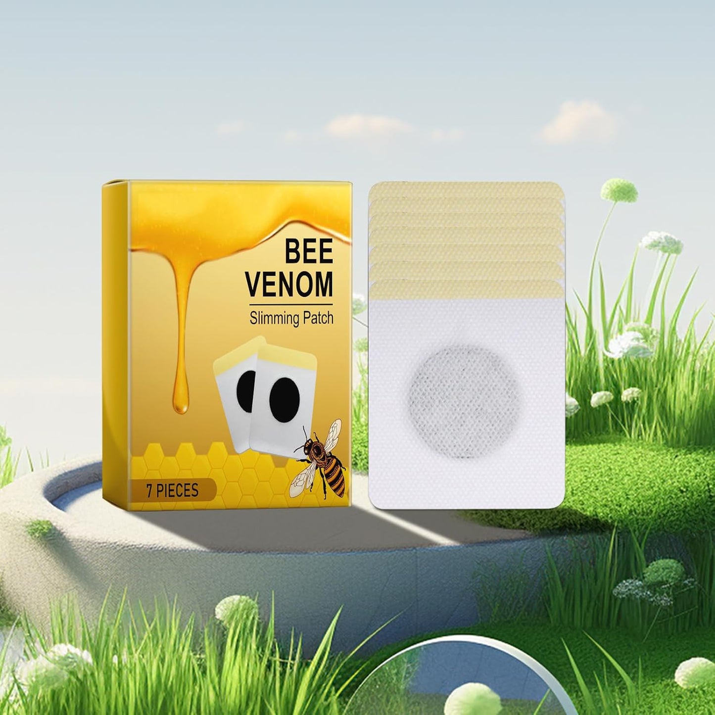 Bee Venom Lymphatic Drainage Slimming Patches, Bee Venom Plasters, Bee Venom Lymphatic Drainage Slimming Patch, Detox Slimming Patch, Suitable for People of All Ages (Pack of 3)