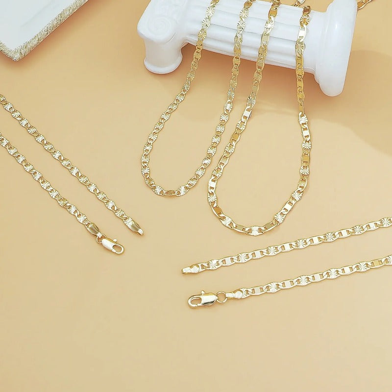 Elegant Flat Link Gold Chain