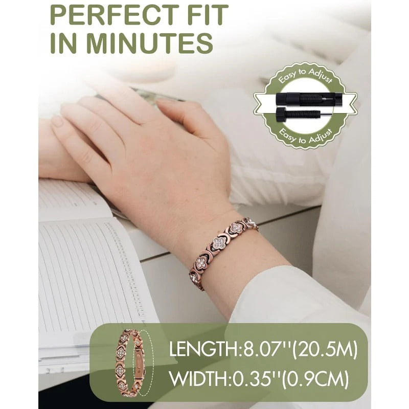 GlamClover Infinity Clover Copper Magnetic Bracelet with Adjuster