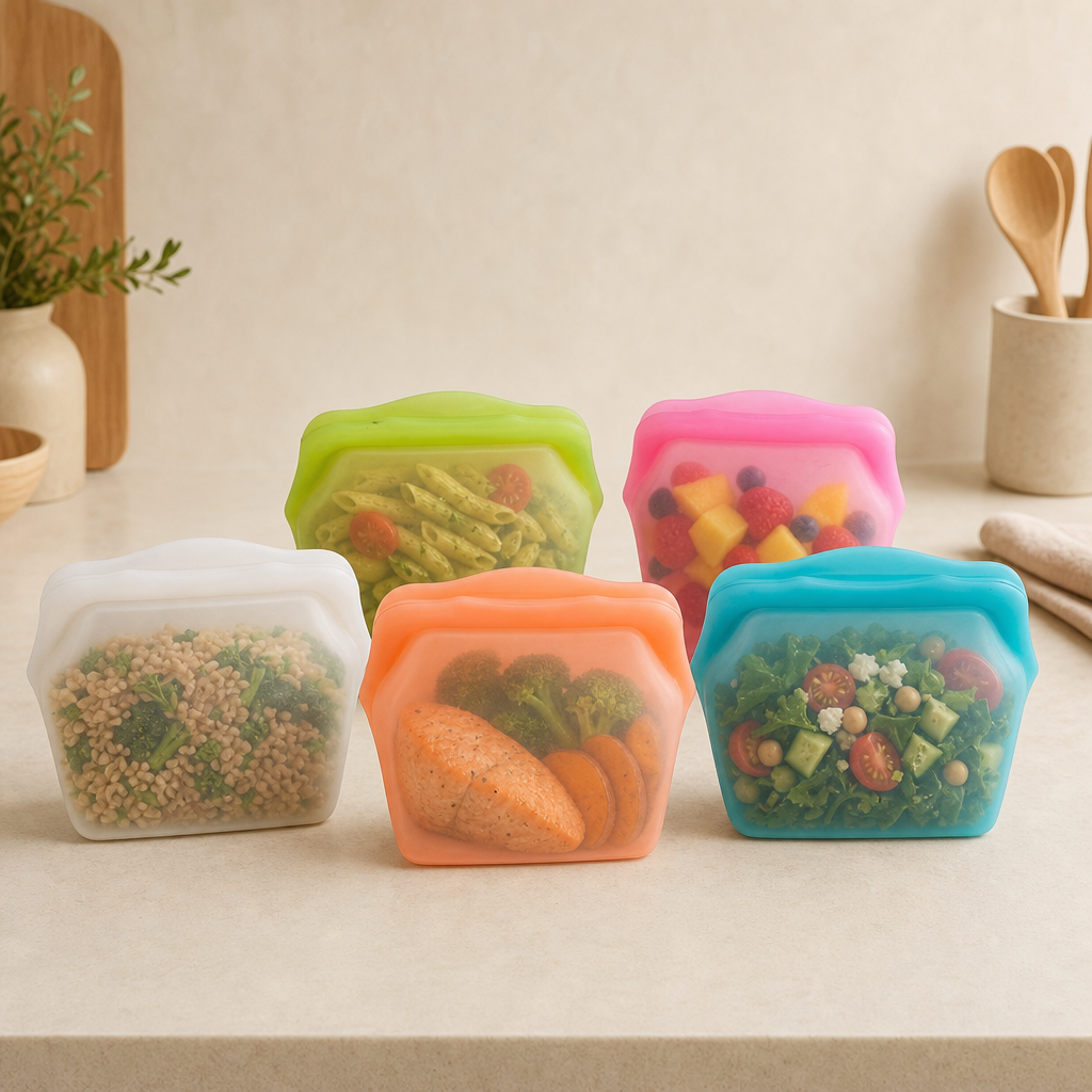 Stand-Up Food-Grade Silicone Storage Bag, 4-Cup