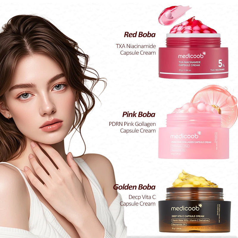 Final 3 Hours: 70%OFF Mix & Match Boba Cream Set | Tiktok Viral Capsule Creams for Uneven Skin Tone, Glow Hydration