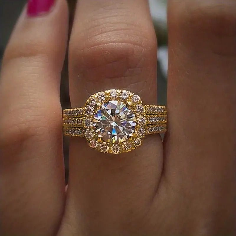 Triple-Band Halo Statement Ring