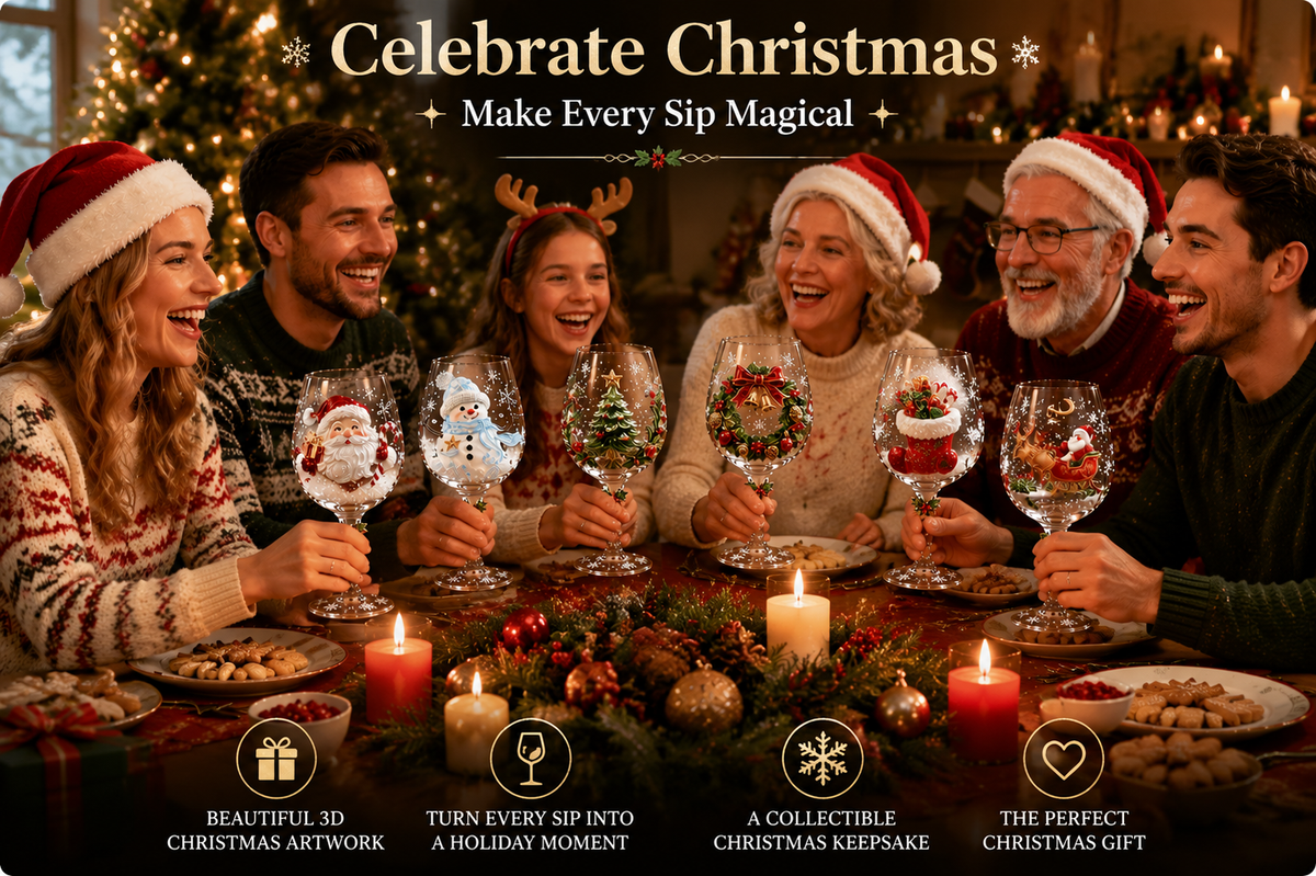 Handcrafted 3D Christmas Wine Glass