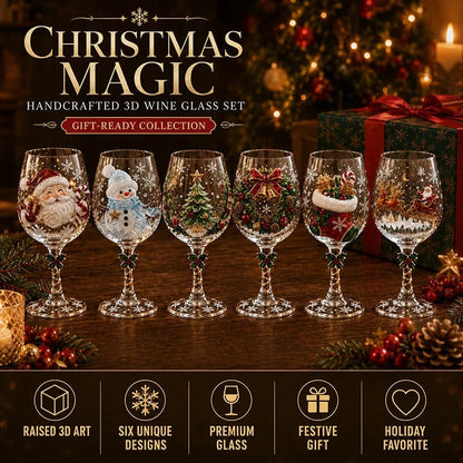 Handcrafted 3D Christmas Wine Glass