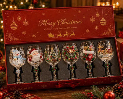 Handcrafted 3D Christmas Wine Glass