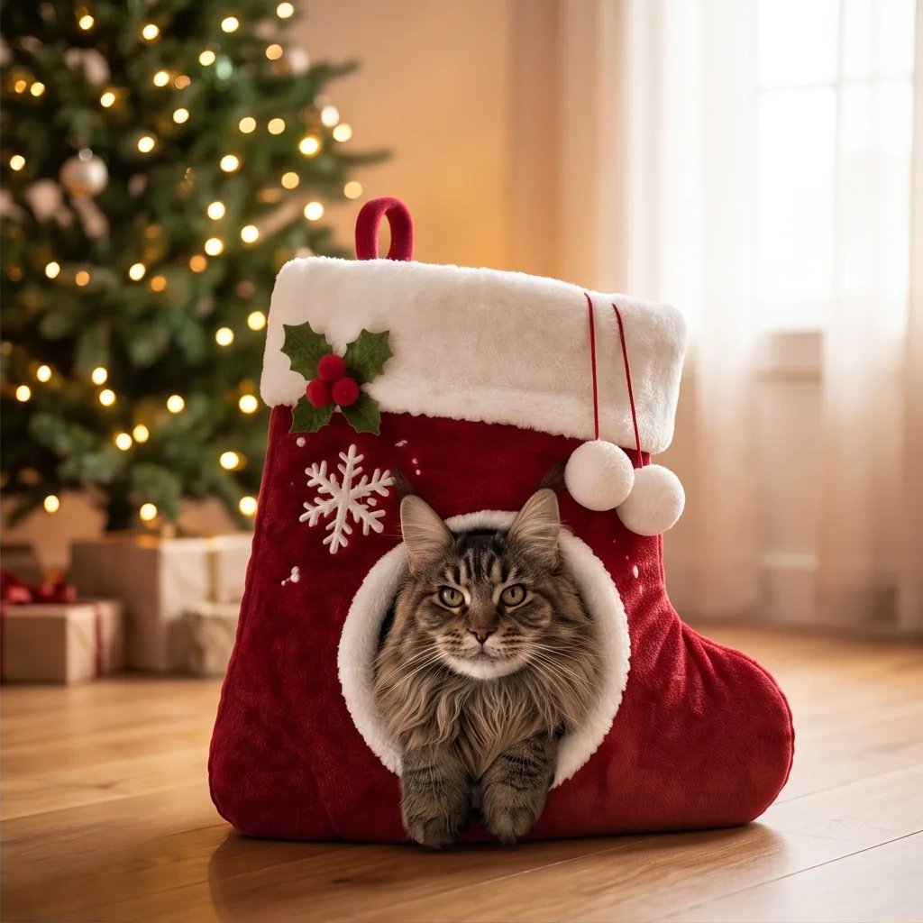 Cat in stocking bed in a living room