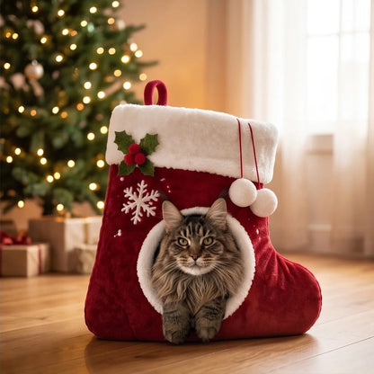 Cat in stocking bed in a living room