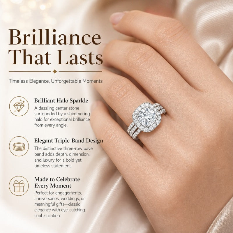 Triple-Band Halo Statement Ring