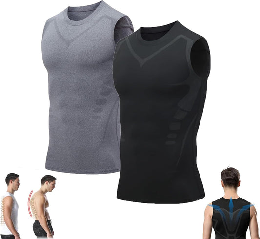 Pukmqu Gfouk Menionic Tourmaline Posture Correction Vest, Version Ionic Shaping Sleeveless Shirt, Posture Correction for Men, Back Support Vest