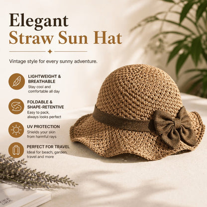 Elegant Bow Straw Hat