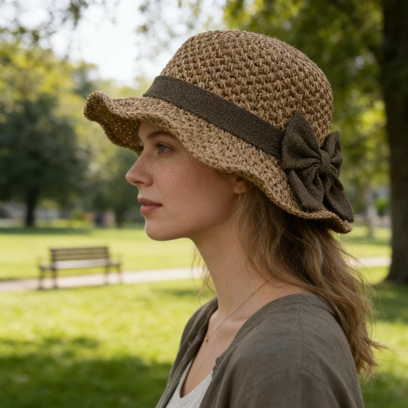 Elegant Bow Straw Hat