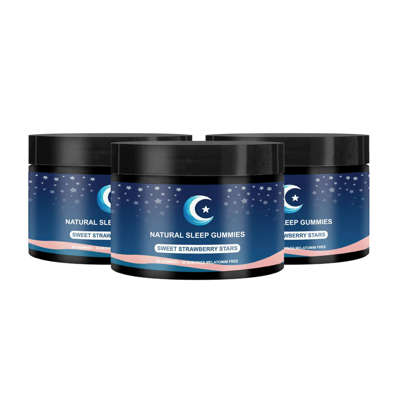 LullaBites Natural Sleep Gummies - 30 Servings -Sweet Strawberry Stars (Melatonin Free)