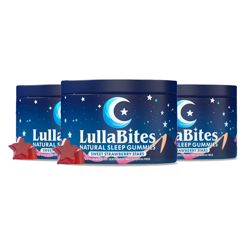 LullaBites Natural Sleep Gummies - 30 Servings -Sweet Strawberry Stars (Melatonin Free)
