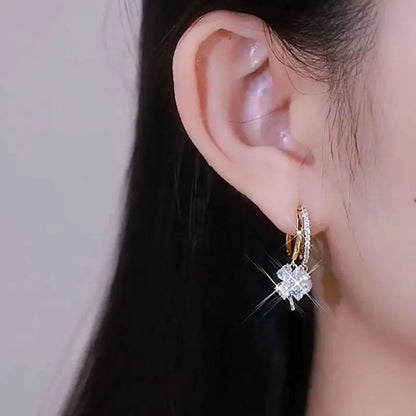 Germanium Earrings Lymphatic Magnetotherapy for Weight Loss Purple Crystal Four-Leaf Flower Pearl New Light Luxury Ear Accessor