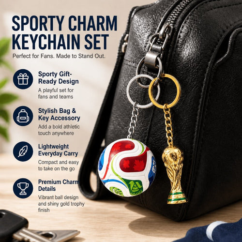Soccer Trophy Keychain Duo