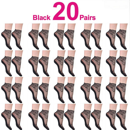 Floral Trim Boat Lace Socks