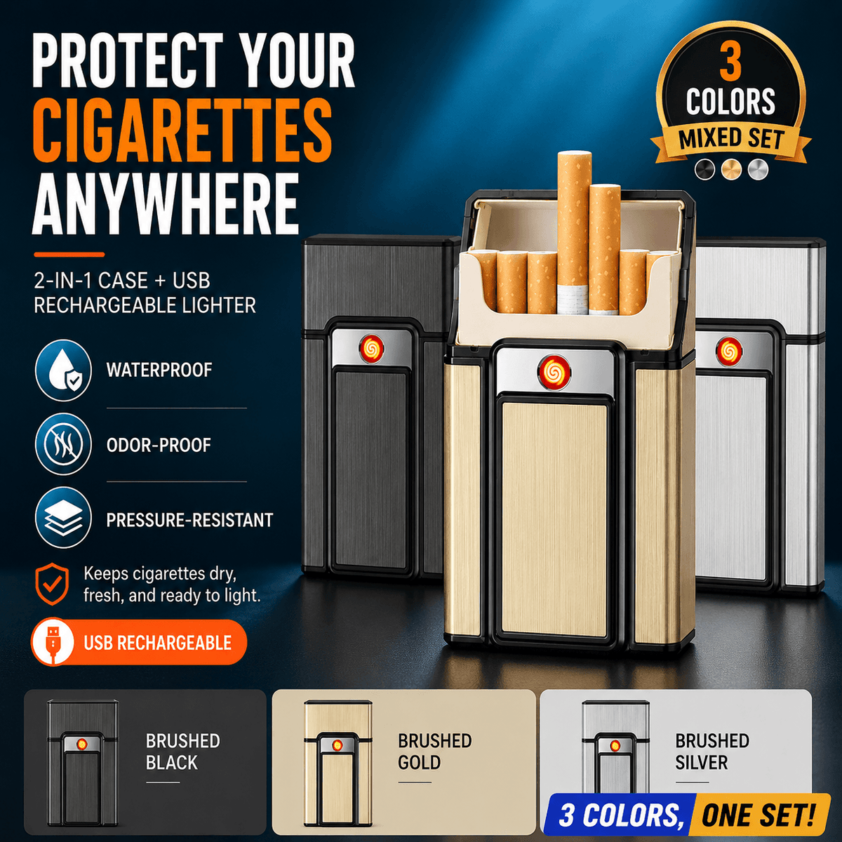2-in-1 Cigarette Case Lighter