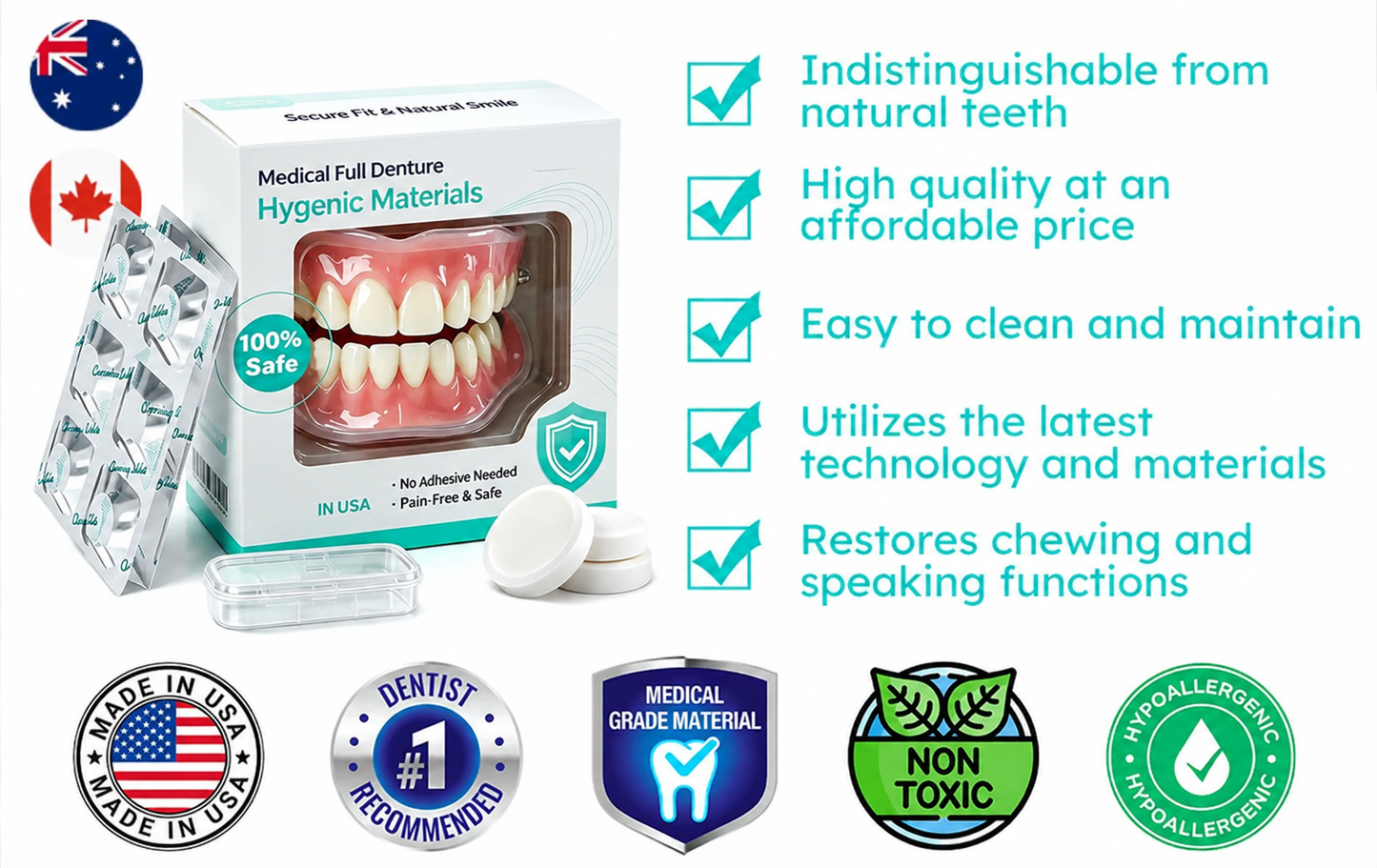 🦷Medical Full Denture with Strong Suction ✅ Made and Shipped from the（USA）