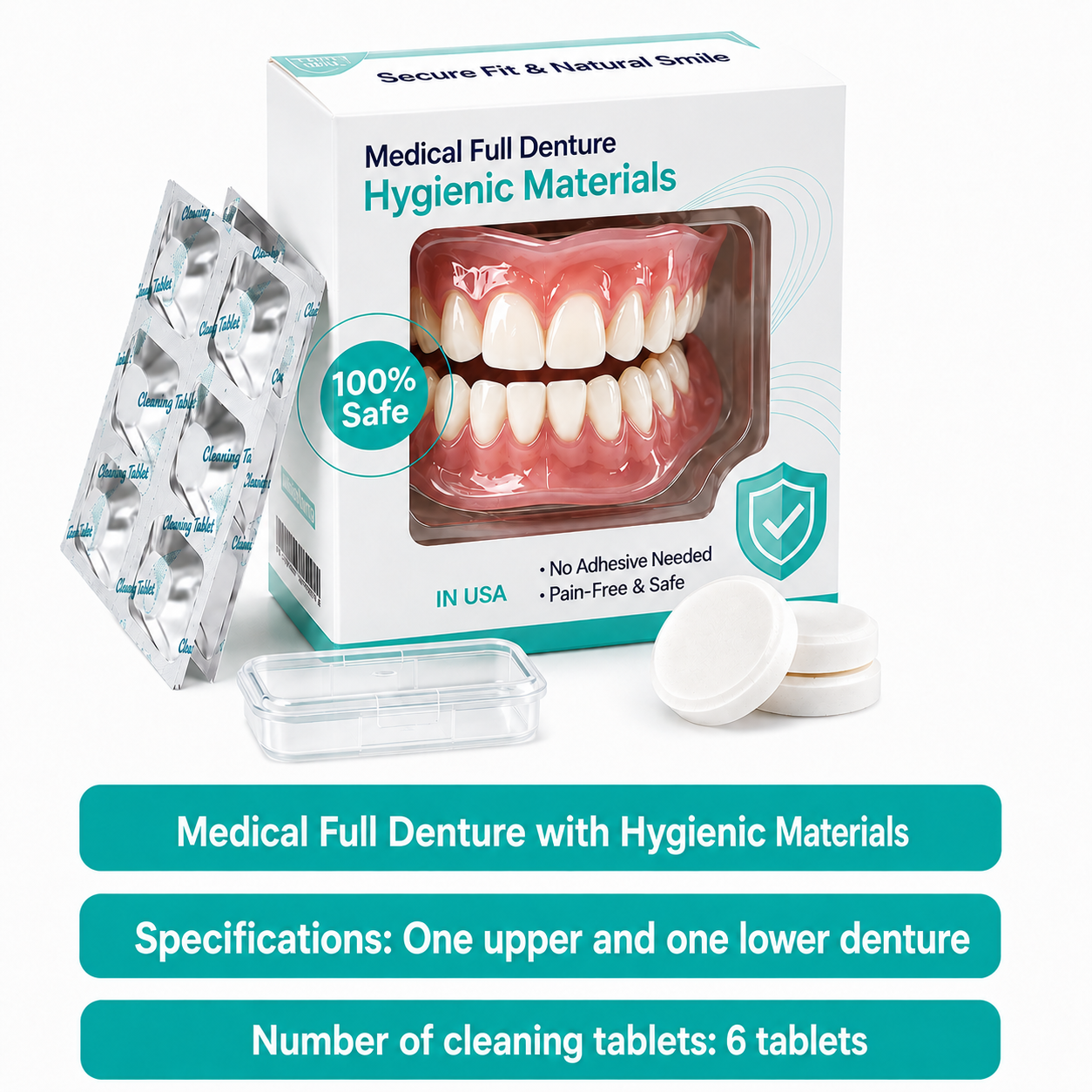🦷Medical Full Denture with Strong Suction ✅ Made and Shipped from the（USA）
